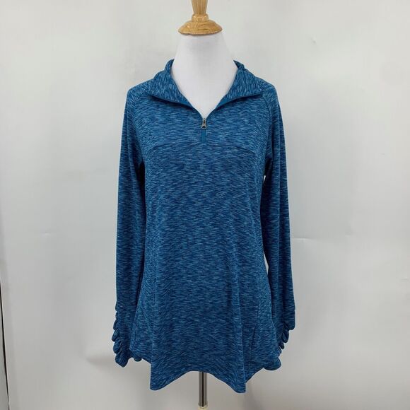 Columbia Sweater Womens L Large Oasis Blue Knit Outerspaced Quarter Zip Pullover - Picture 2 of 13